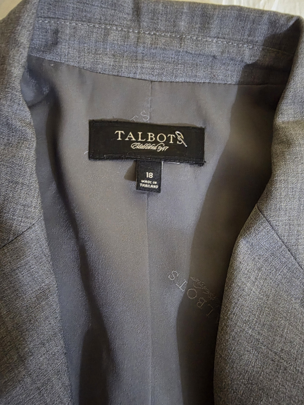 Talbots Women's Gray Wool-Blend Blazer Jacket - Picture 7 of 8
